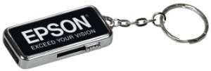 3/4″ x 1 1/2″ x 1/4″ 8GB Black/Silver Metal USB Flash Drive with Keychain