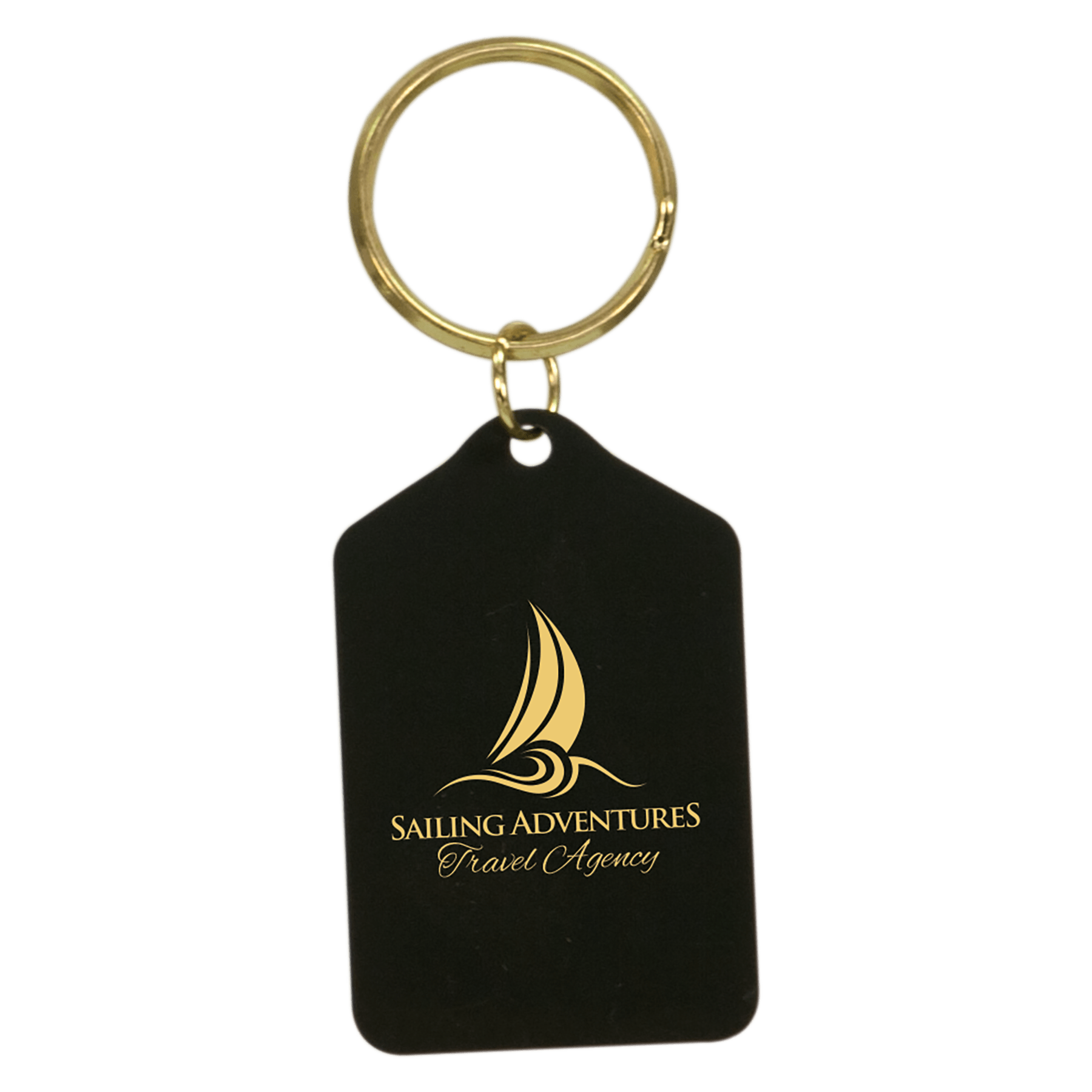 1 1/2″ x 2 1/2″ Black Tablet Brass Keychain