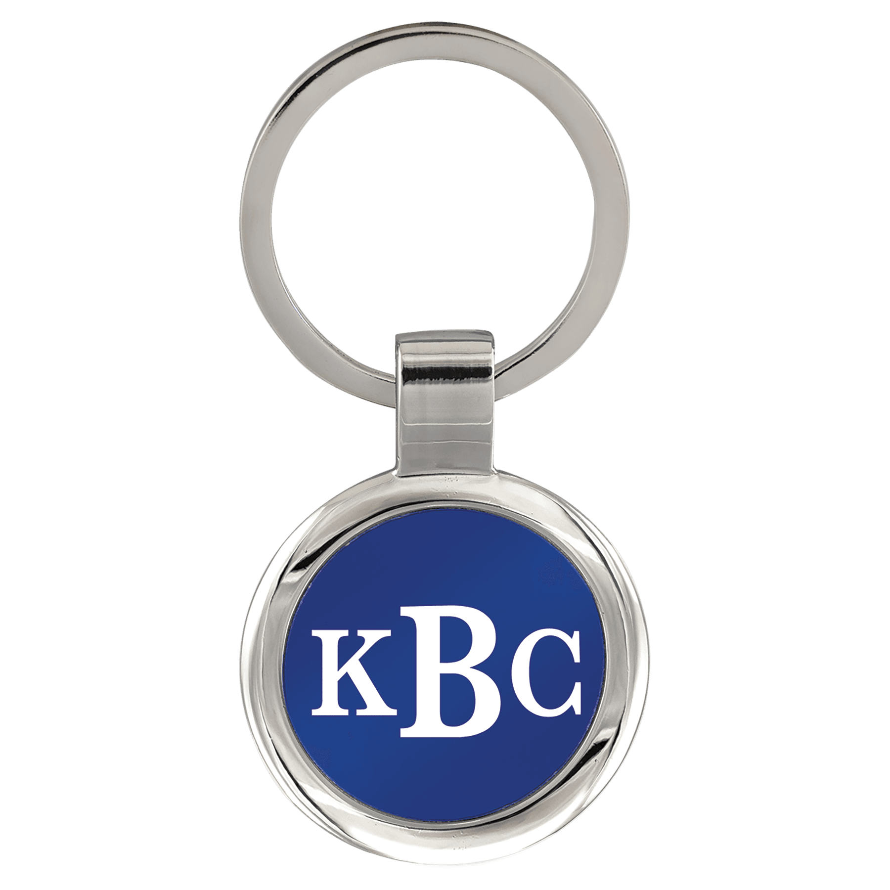 3″ Blue Laserable Round Keychain