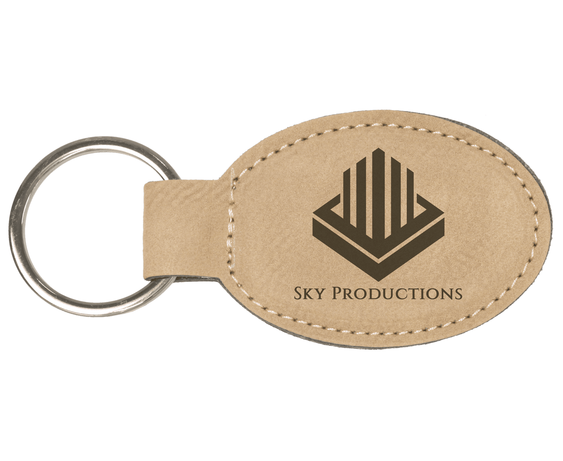 3″ x 1 3/4″ Laserable Leatherette Oval Keychain