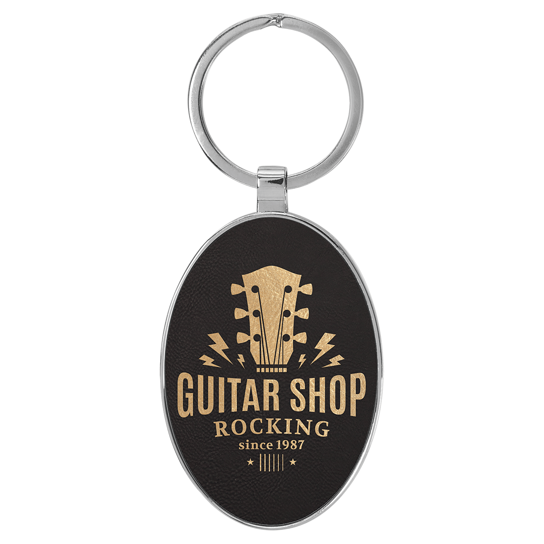 3" x 1 3/4" Laserable Leatherette/Metal Oval Keychain - Image 3