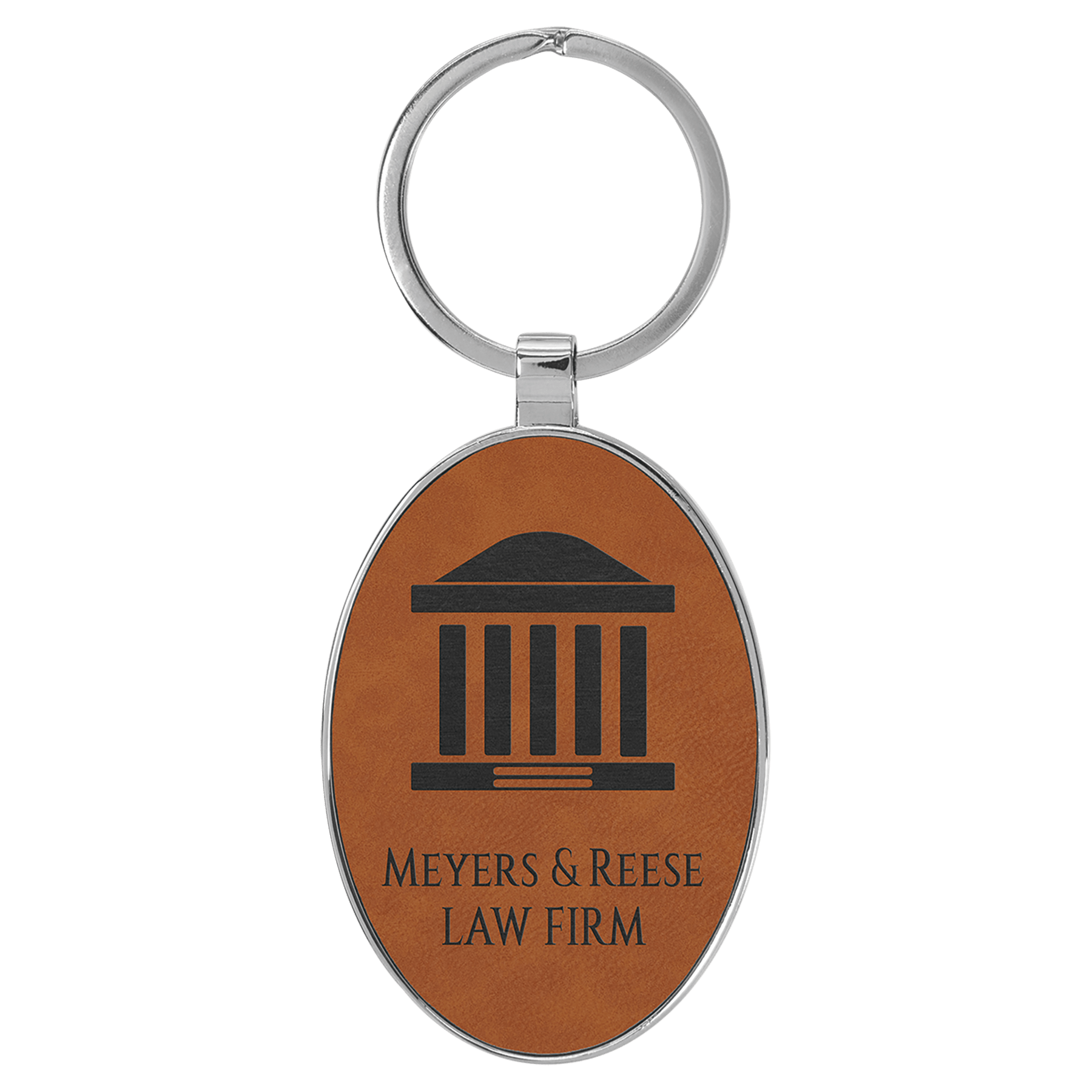 3" x 1 3/4" Laserable Leatherette/Metal Oval Keychain - Image 4