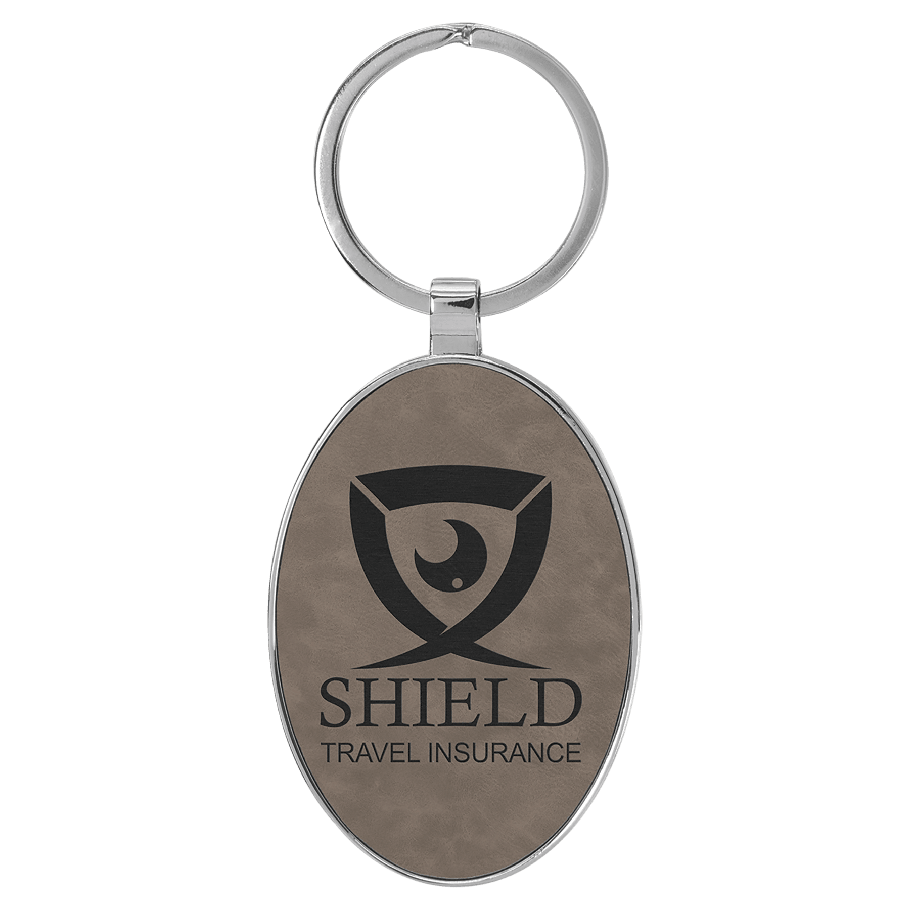 3" x 1 3/4" Laserable Leatherette/Metal Oval Keychain - Image 5