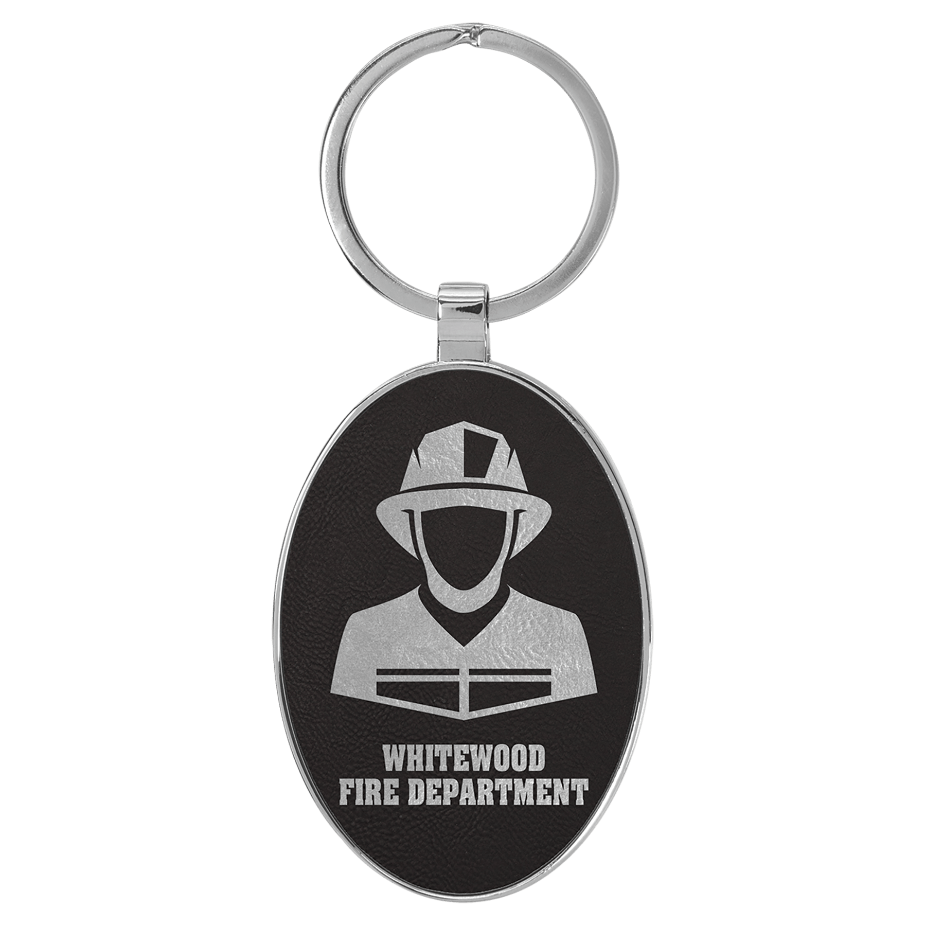 3" x 1 3/4" Laserable Leatherette/Metal Oval Keychain - Image 7