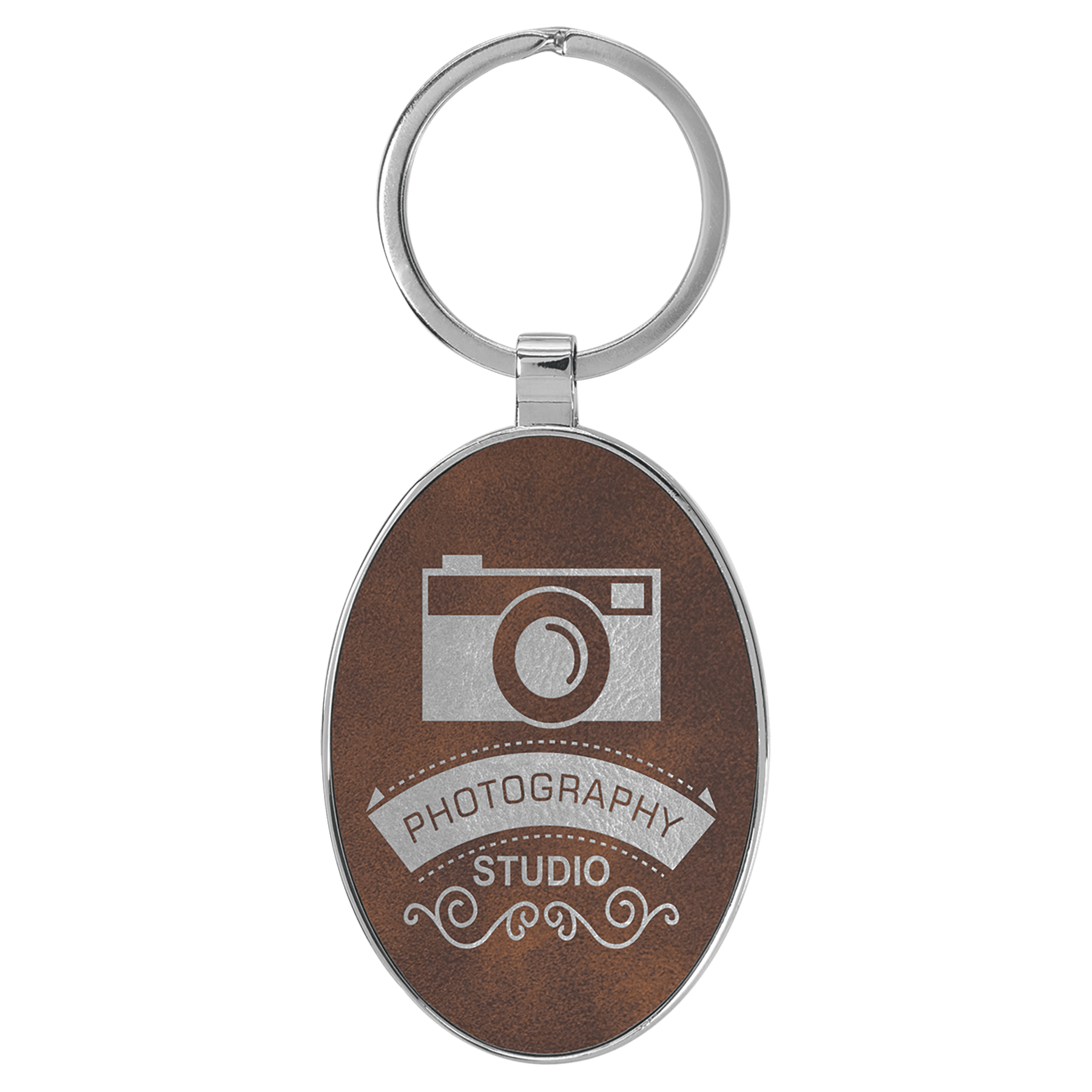 3" x 1 3/4" Laserable Leatherette/Metal Oval Keychain - Image 8