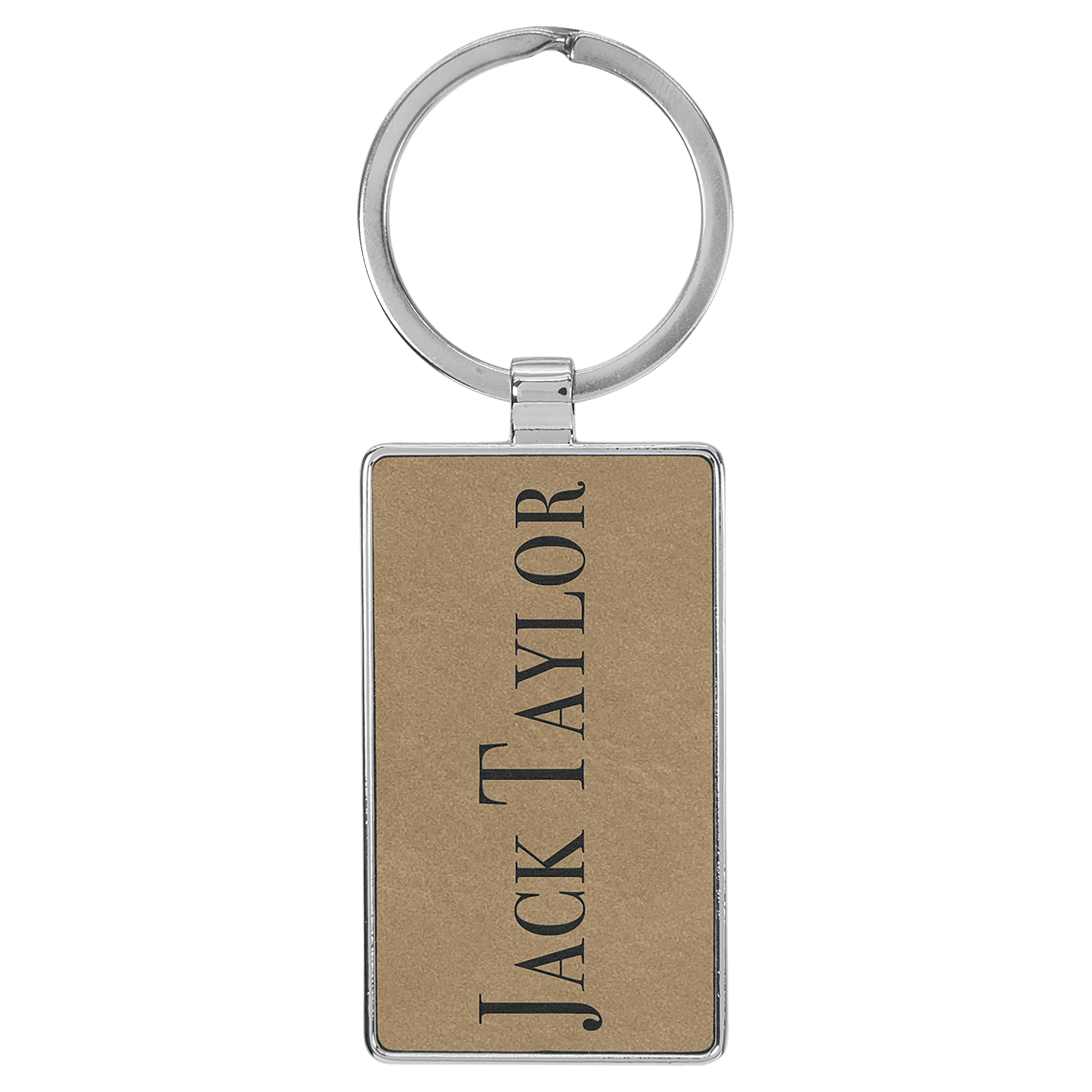 2 3/4″ x 1 1/4″ Laserable Leatherette/Metal Rectangle Keychain