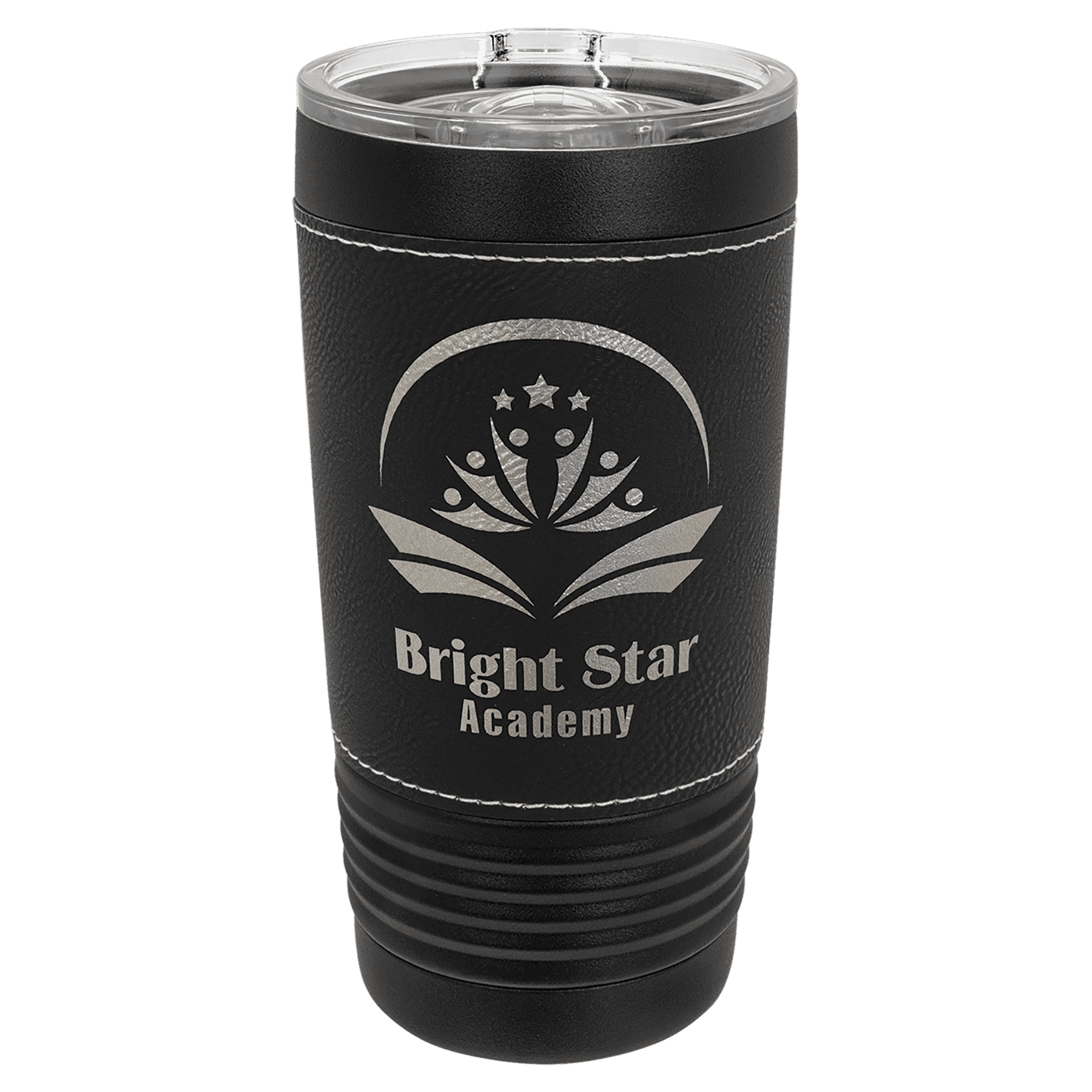 Polar Camel 20 oz. Black with Leatherette Tumbler with Slider Lid